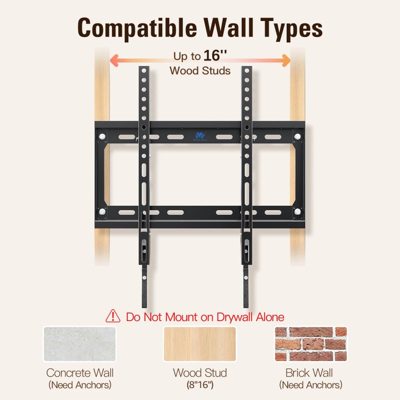 Mounting Dream Tilting TV Mounts for Most 26-60 Inch LED, LCD TVs up to VESA 400 x 400mm and 88 LBS Loading Capacity, TV Wall Mount with Unique Strap Design for Easily Lock and Release MD2268-MK - Image 4